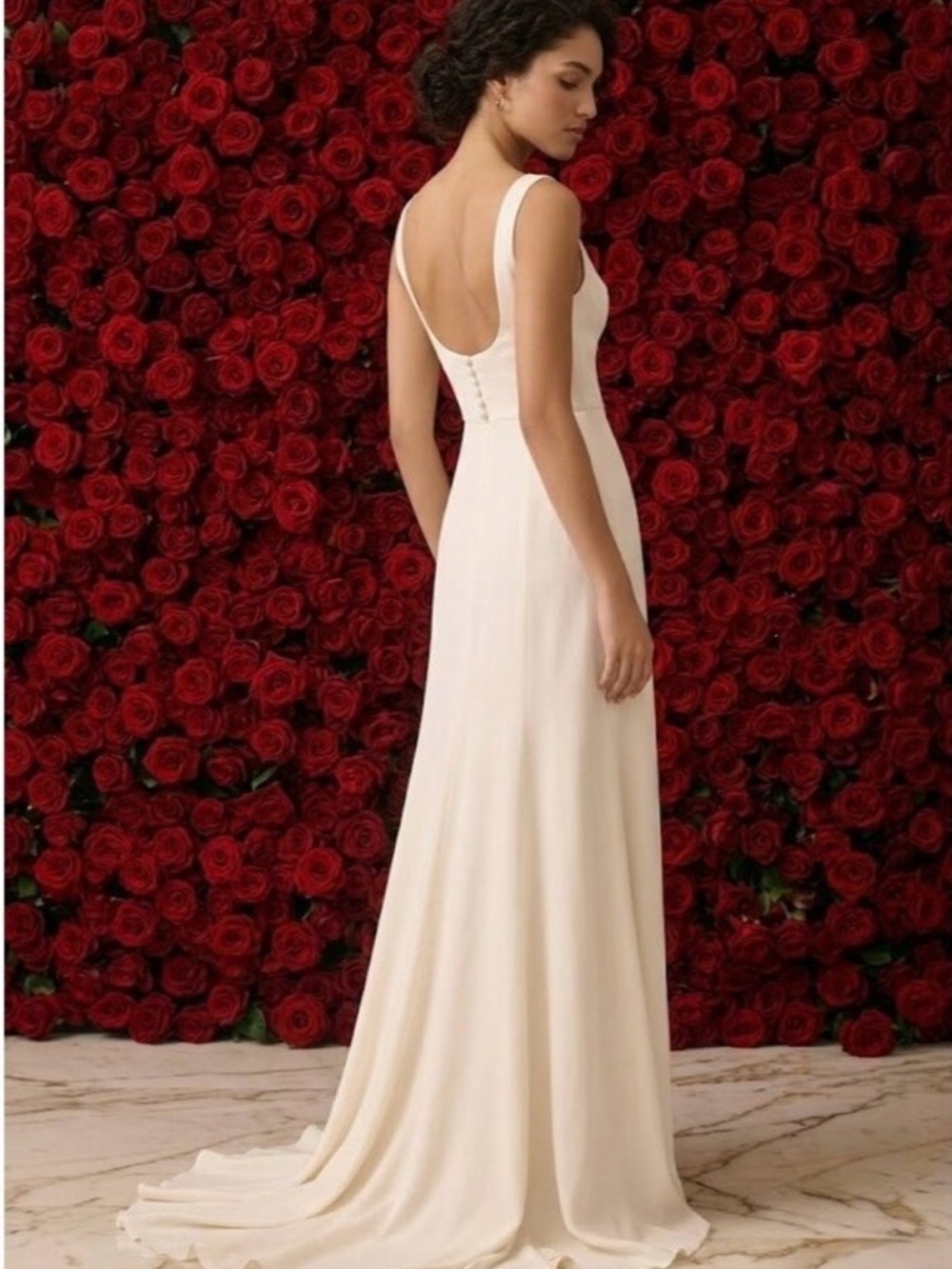 Reformation Lecce Maxi Crepe Sweetheart neckline Wedding Dress Ivory Bridal Sz 4 - Picture 12 of 14